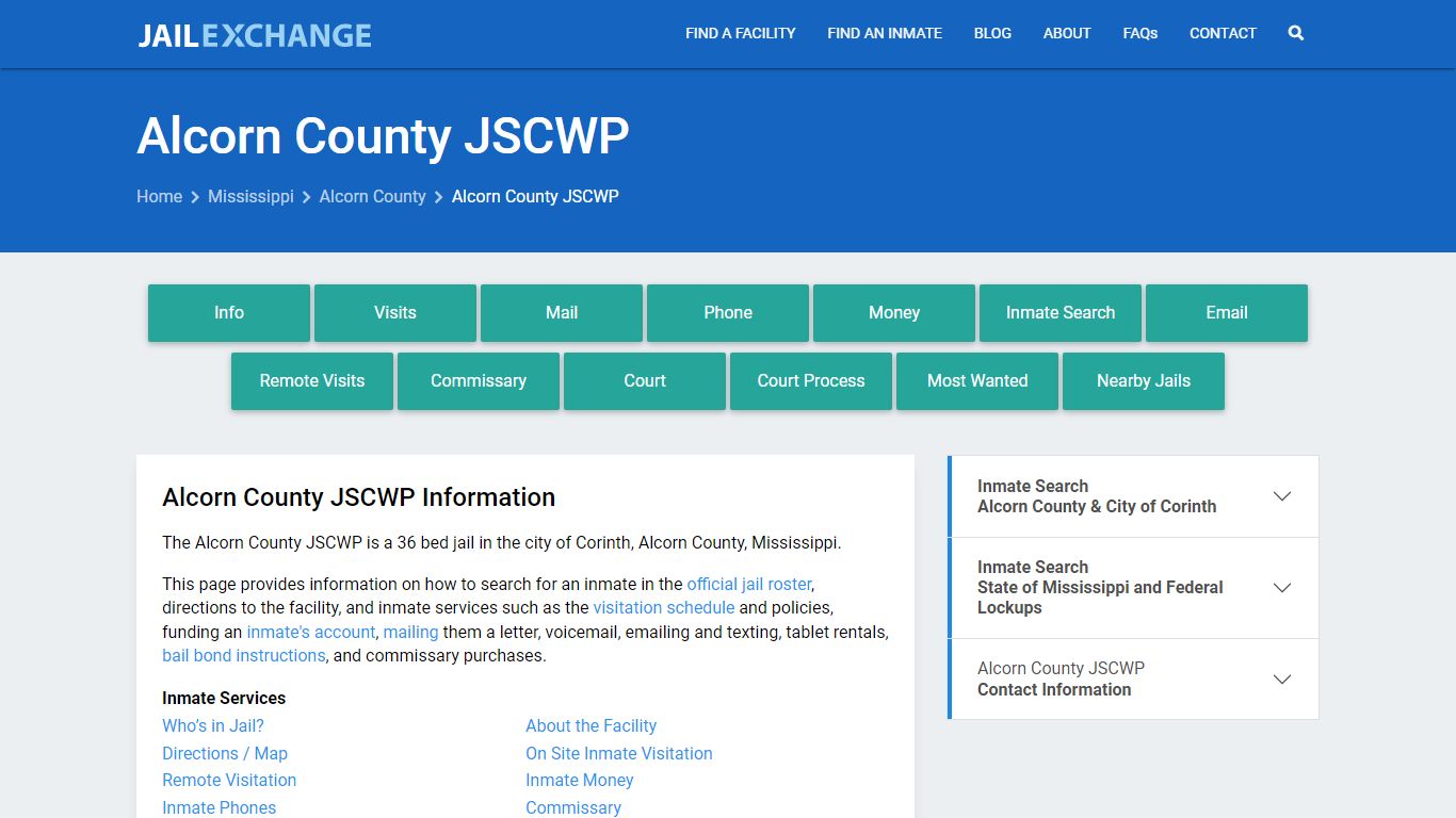 Alcorn County JSCWP, MS Inmate Search, Information - Jail Exchange